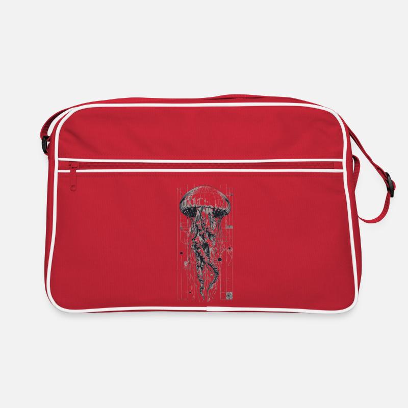 Méduses Technok Noires et Blanches - Sac Retro - rouge/blanc