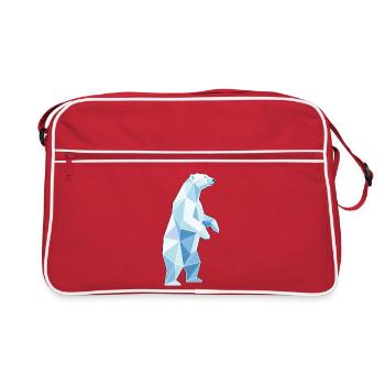 Stehender Poly Stil Eisbär - Retro Tasche - Rot/Weiß - Vorne