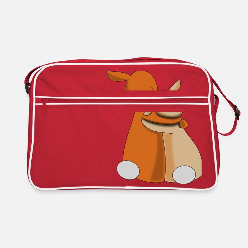 Hasen-Freundschaft - Retro Tasche - Rot/Weiß