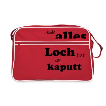 Nicht alles was ein Loch hat ist kaputt Geschenk - Retro Tasche - Rot/Weiß - Vorne