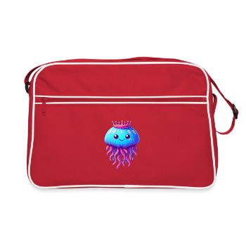 Eine Qualle mit Krone - Retro Tasche - Rot/Weiß - Vorne