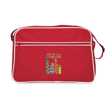 We're All Different! Colorful creatures - Retro Bag - red/white - Front