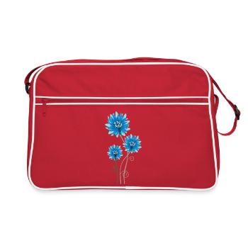 Beautiful Blue Flowers - Spring - Summer - Nature - Retro Bag - red/white - Front