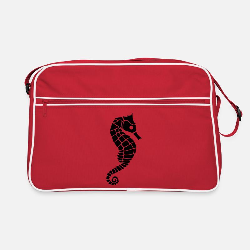 Schwarzes Seepferdchen Retro Tasche