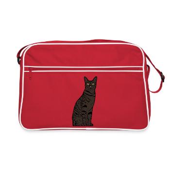 Cat Gift T-shirt - Retro Bag - red/white - Front