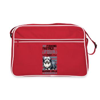 Fishing and Bearded Collie - Retro Bag - red/white - Front