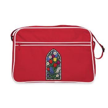 Tulip, Daffodil, Hyacinth stained glass - Retro Bag - red/white - Front