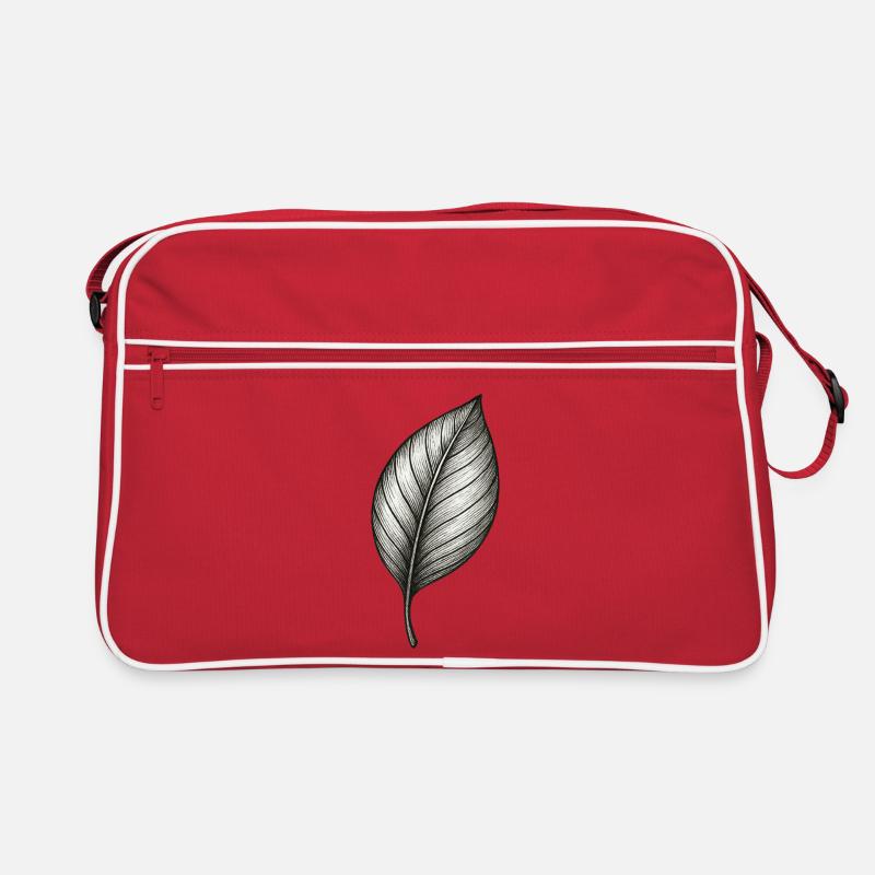Fine leaf line black and white natural Retro Bag