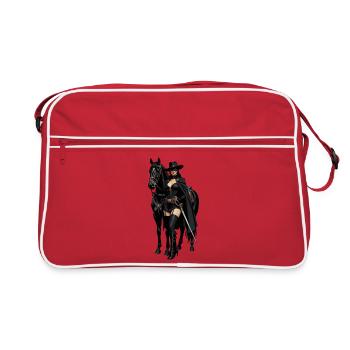 Femme Zorro avec cheval noir 2 - Sac Retro - rouge/blanc - Devant
