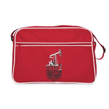 Vintage Ölfeld-Exploration Grafik - Retro Tasche - Rot/Weiß - Vorne