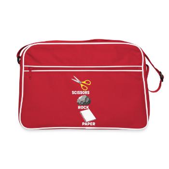 Pierre, pierre, papier, ciseaux, pierre, jeu de papier, papier - Sac Retro - rouge/blanc - Devant