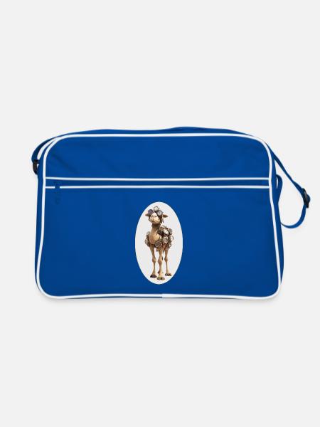Kamel Zeit - Retro Tasche - Blau/Weiß - Vorne