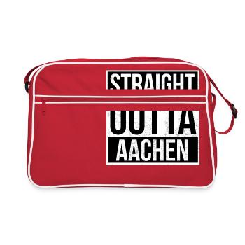 Straight Outta Aachen! | Beste Stadt - Retro Tasche - Rot/Weiß - Vorne