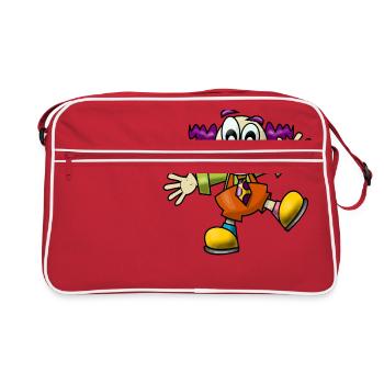 clown harlekin hofnarr kasper komiker narr witzbol - Retro Tasche - Rot/Weiß - Vorne