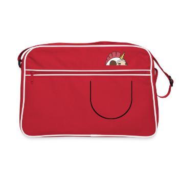Hund in Einhorn Kostüm in Bauchtasche Geschenk - Retro Tasche - Rot/Weiß - Vorne