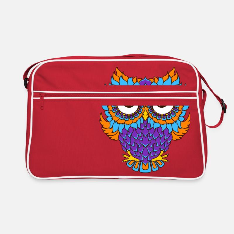 farbenfrohe Eule in Mandala - Optik Retro Tasche