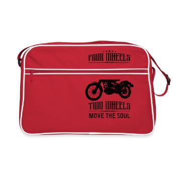Motorcycle and men with spell - Retro Bag - red/white - Front