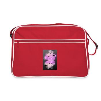 Wild & Free Neonwolke mit Vögeln - Retro Tasche - Rot/Weiß - Vorne