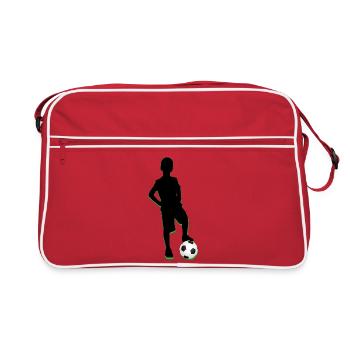 Cool Sport Fußball Ball Sport Kindershirt Fußball - Retro Tasche - Rot/Weiß - Vorne
