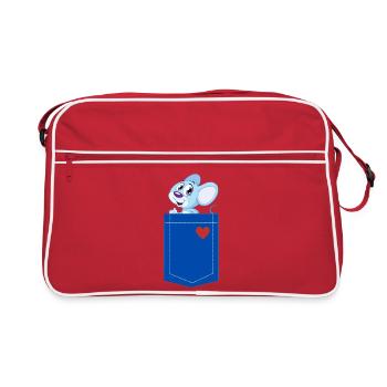 Mouse in a pocket - Kids Tee - Retro Tasche - Rot/Weiß - Vorne