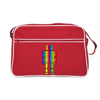 Robot arc-en-ciel - Sac Retro - rouge/blanc - Devant