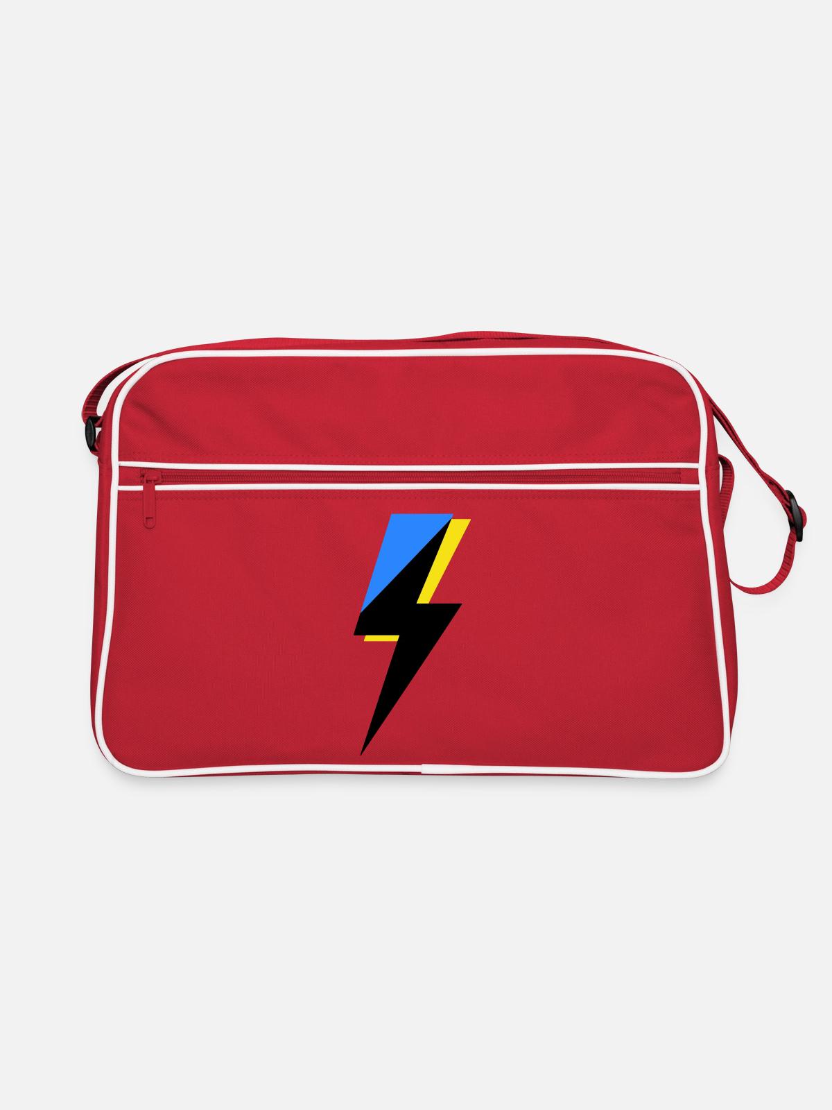 Blue and Yellow Geometry - Retro Bag - red/white - Front