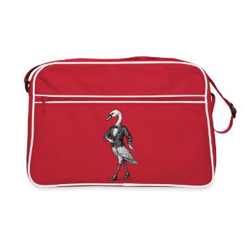 Swan in Tuxedo - Retro Bag - red/white - Front