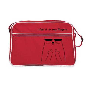 feel it in my fingers cat fuck you cat catlady - Retro Bag - red/white - Front