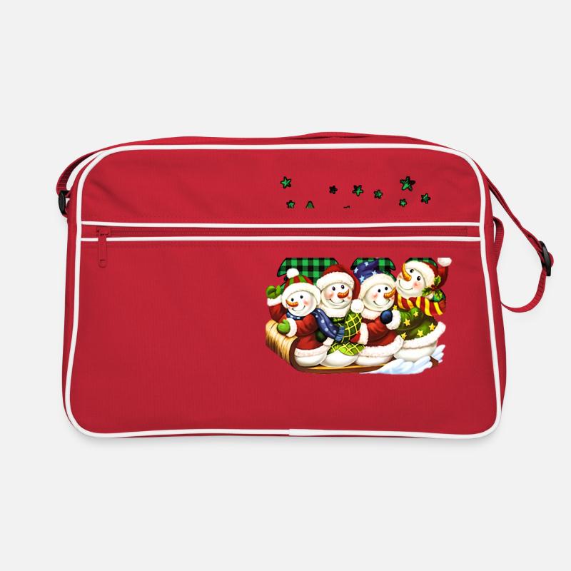 Schneemann - Retro Tasche - Rot/Weiß