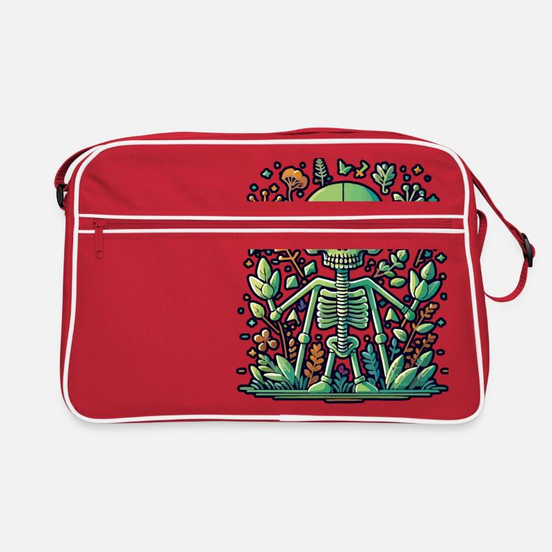 Skelett - Retro Tasche - Rot/Weiß