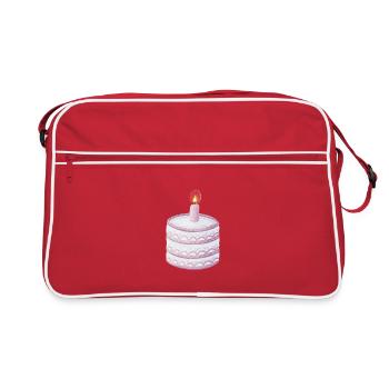 Pastellgeburtstag Kuchen mit Kerze - Retro Tasche - Rot/Weiß - Vorne