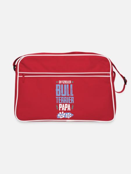 bull terrier dogs dad - Retro Bag - red/white - Front