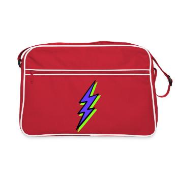 Abstrakter Strahl in Neontönen - Retro Tasche - Rot/Weiß - Vorne