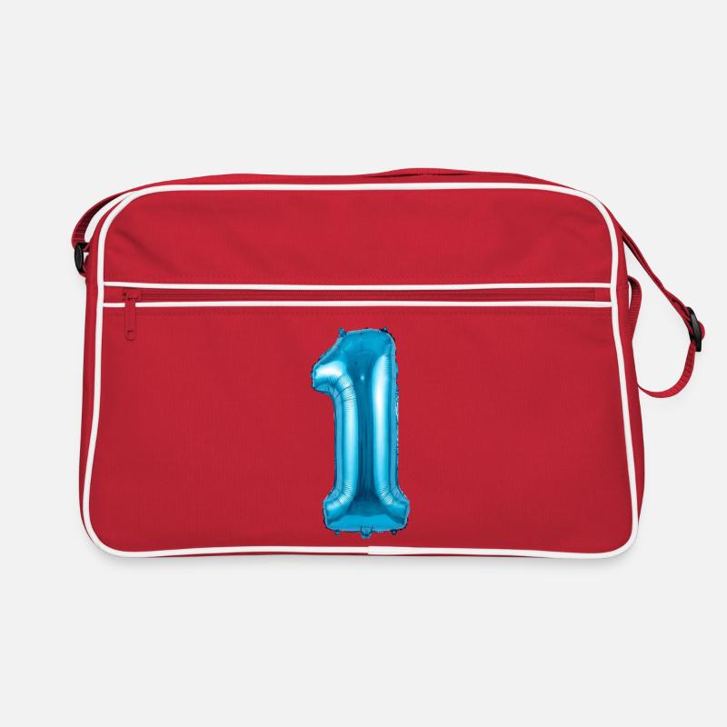 1st Birthday, First Birthday Balloon Blue Retro Bag