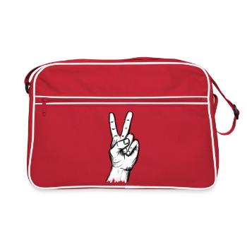 Victory Handzeichen auf weiß – Illustration - Retro Tasche - Rot/Weiß - Vorne