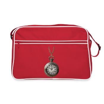Horloge antique dorée sur chaîne - Sac Retro - rouge/blanc - Devant