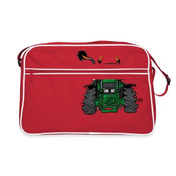 0175 tracteur vert - Sac Retro - rouge/blanc - Devant