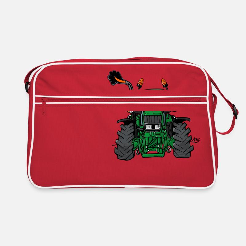 0175 tracteur vert - Sac Retro - rouge/blanc