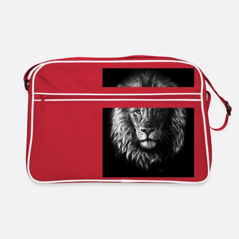Portrait de lion - Sac Retro - rouge/blanc