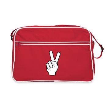 Hand of peace V sign two fingers up - Retro Bag - red/white - Front