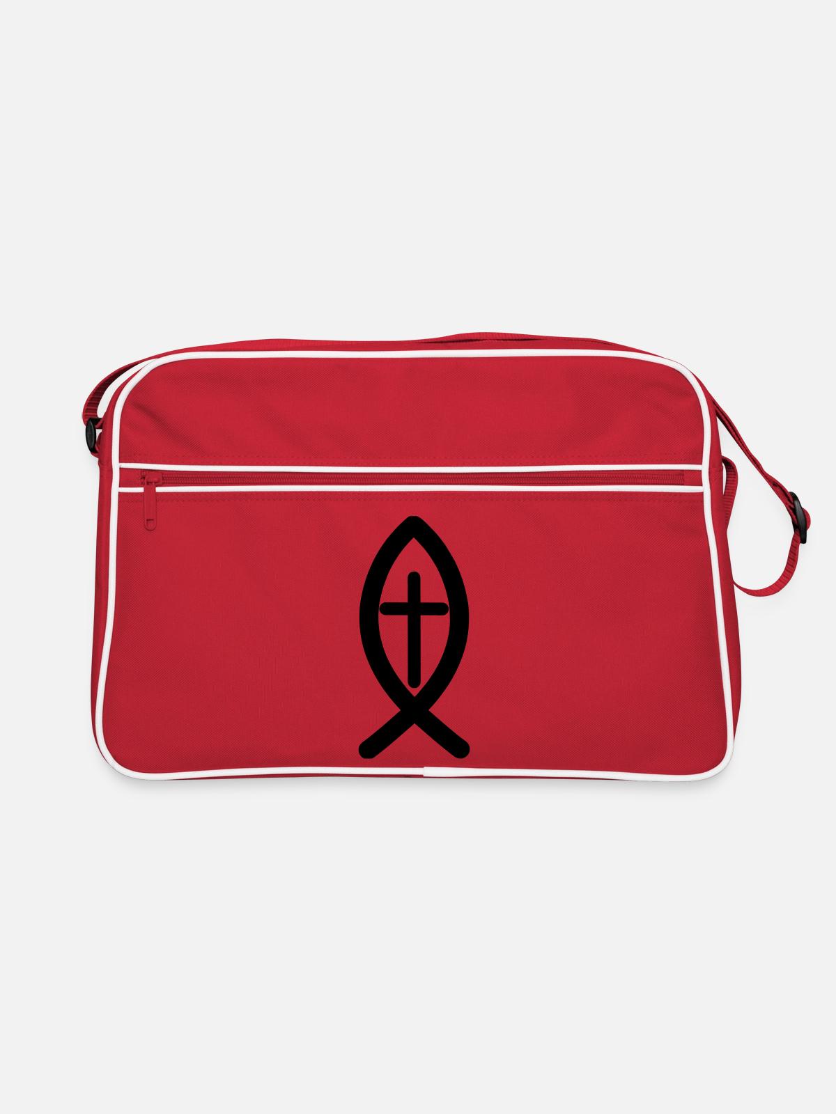 Jesus-Symbol - Retro Tasche - Rot/Weiß - Vorne