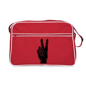 Geste de la main noire paix - Sac Retro - rouge/blanc - Devant