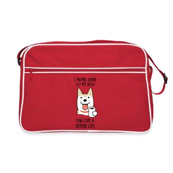 Je travaille dur - Sac Retro - rouge/blanc - Devant