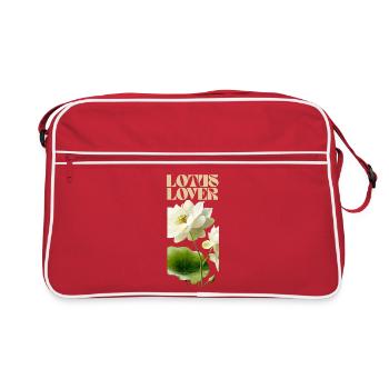 Weißer Lotus Liebe Botanische Illustration - Retro Tasche - Rot/Weiß - Vorne