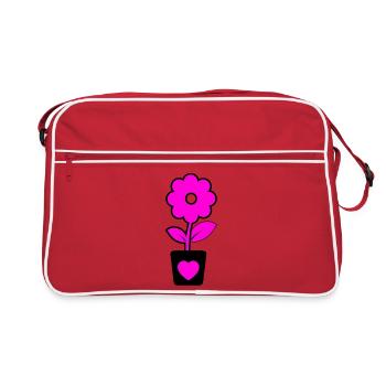 Blumen - Retro Tasche - Rot/Weiß - Vorne