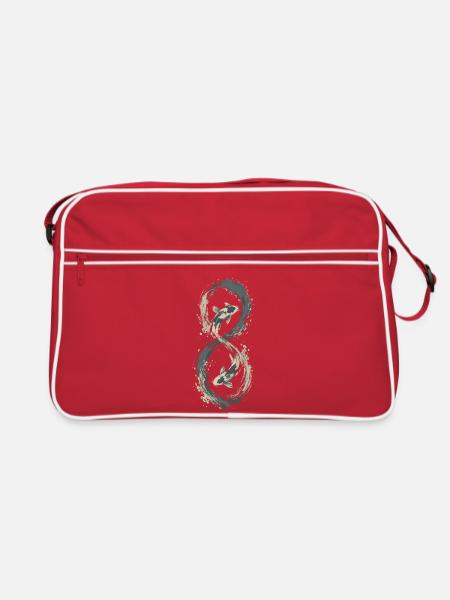 Koi-Unendlichkeitsfluss - Retro Tasche - Rot/Weiß