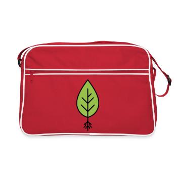 Green leaf line logo - Retro Bag - red/white - Front