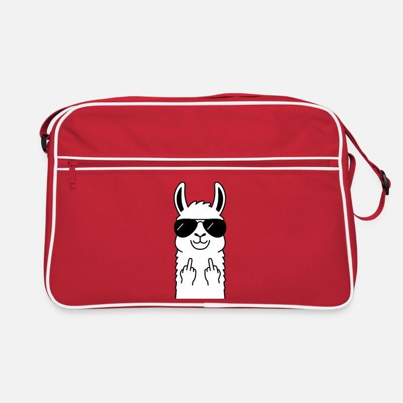 Lama mit Sonnenbrille – frecher Mittelfinger Retro Tasche