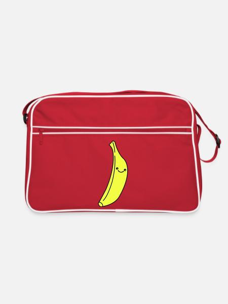 Banane Kawaii en jaune fluo - Sac Retro - rouge/blanc - Devant