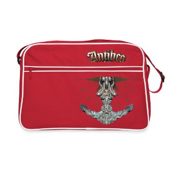 Antibes Anchor Nautical Sailing Boat Summer - Retro Tasche - Rot/Weiß - Vorne